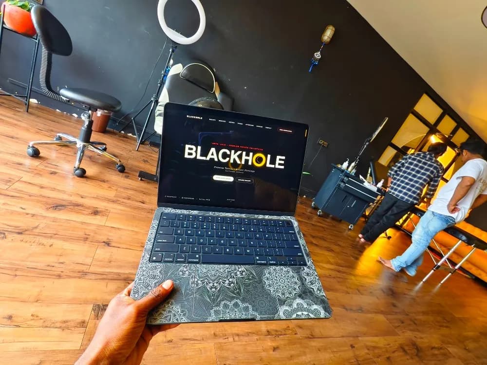 Tattoo studio website showcase on MacBook